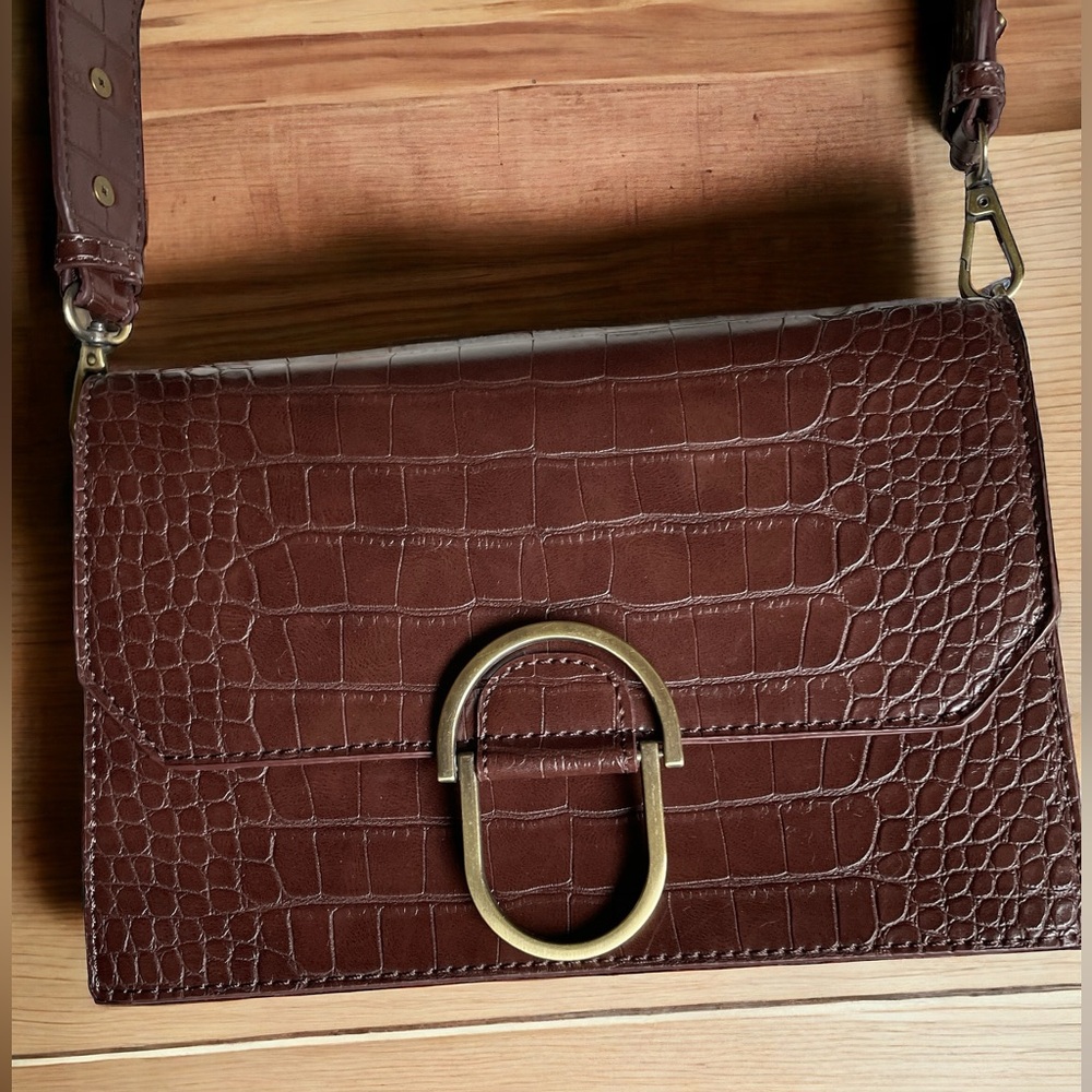 Madison West Wide-strap Crocodile Crossbody